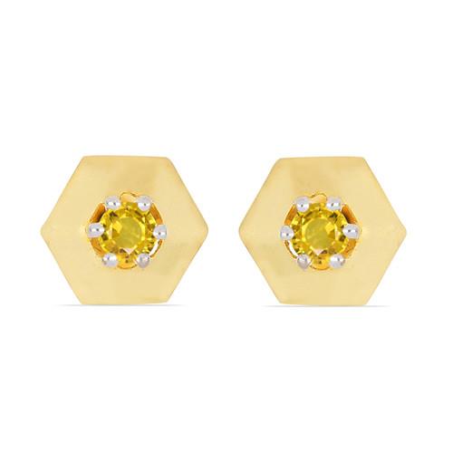 BUY 14K GOLD NATURAL YELLOW SAPPHIRE SINGLE STONE EARRINGS